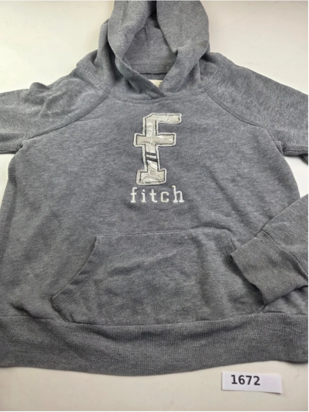 Girls Abercrombie & Fitch Hoodie Sweatshirt Size M Grey White #1672